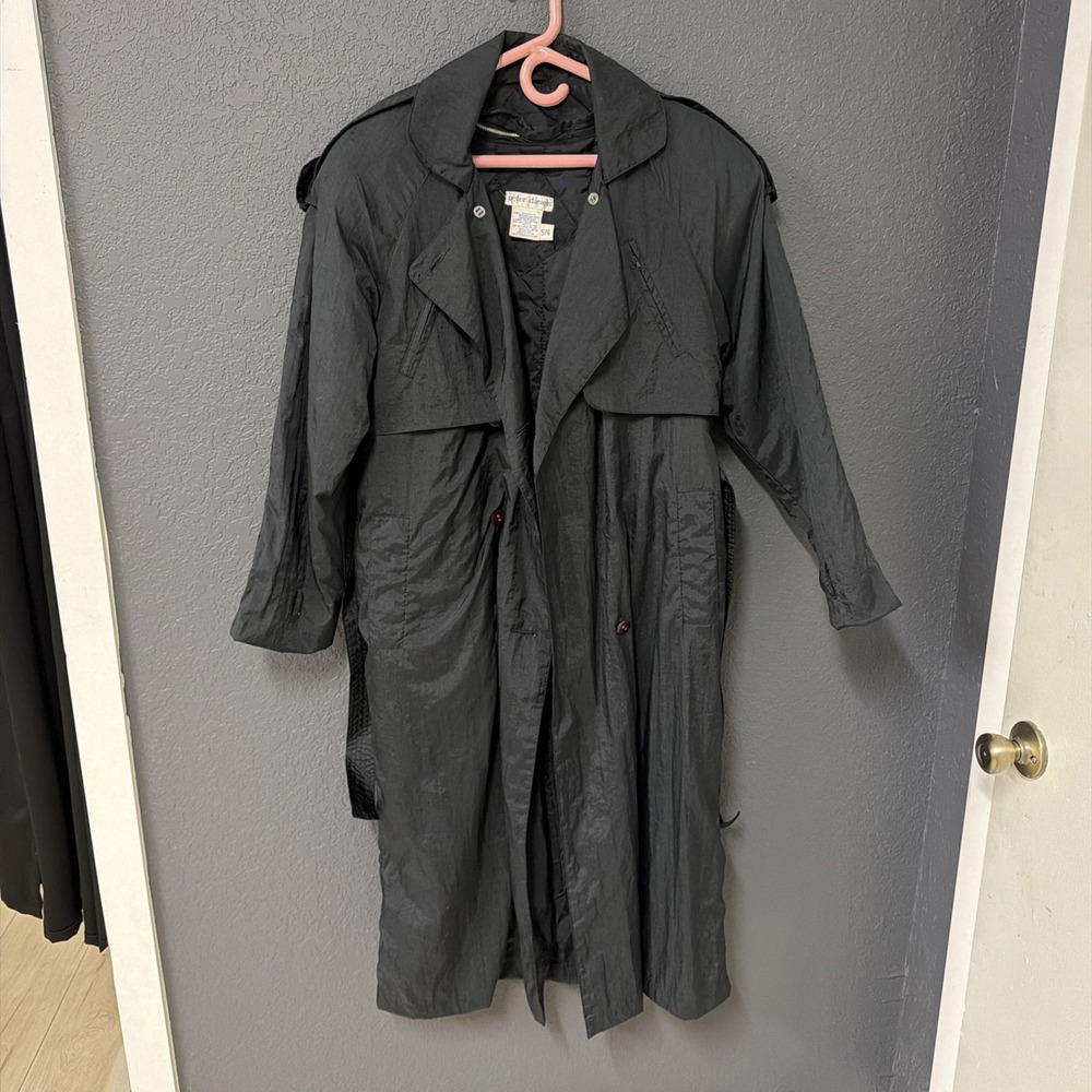 Peter Daniels Womens Trench Coat Size 5/6 Belted Polyester With Zip Out Layer